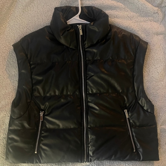 Zara Vegan Leather Puffer Vest - Picture 2 of 2